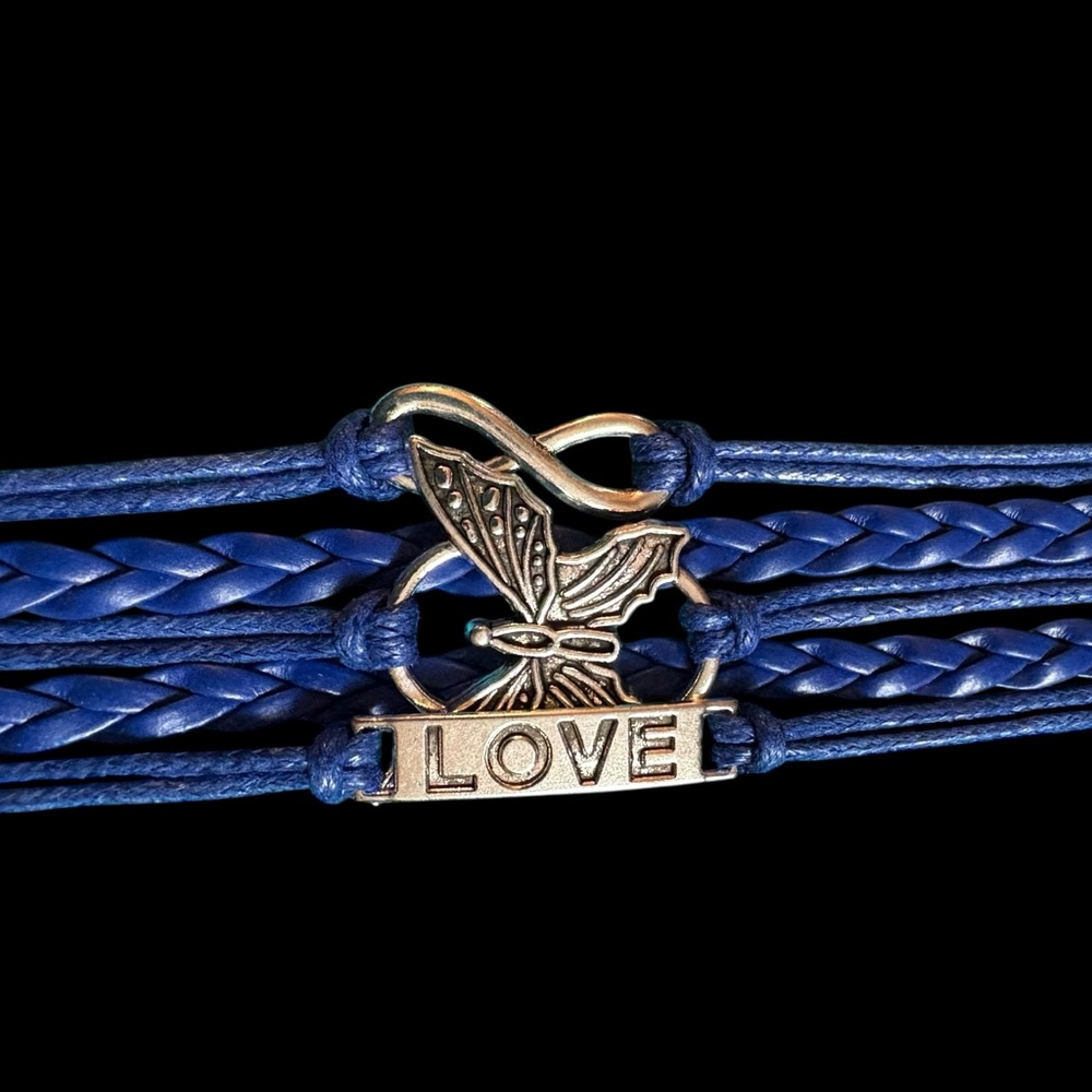 Blue Braided Bracelet with Love‎ Charm